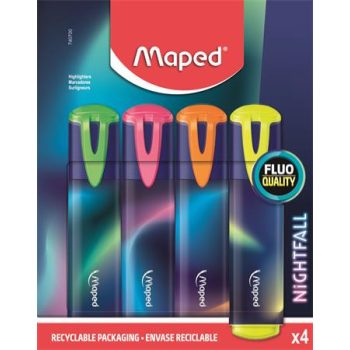   Szövegkiemelő készlet, 1-5 mm, MAPED "Nightfall", 4 különböző szín