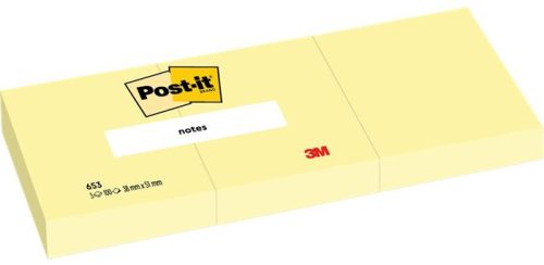 Post-it Öntapadó jegyzettömb, 38x51 mm, 3x100 lap, 3M POSTIT, kanári sárga